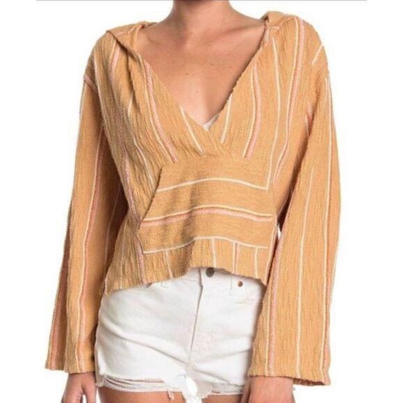 L Space Paradise Sunrise Stripe Print Hooded Pullover - Picture 1 of 10